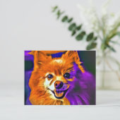 ハッピーポメラニア犬#3 ポストカード (スタンド正面)