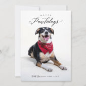 ハッピーポーリデイズスクリプトペットクリスマスフォトカード シーズンカード (正面)