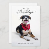 ハッピーポーリデイズスクリプトペットクリスマスフォトカード シーズンカード (正面/裏面)