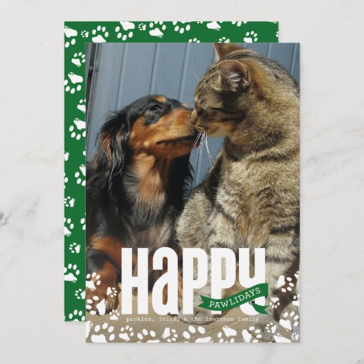 ハッピーポーリデイズペットクリスマスフォトカード シーズンカード (正面/裏面)