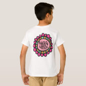 ハッピーマインドハッピーライフやる気を起こさせるグラフィックデザイン Tシャツ (裏面フル)