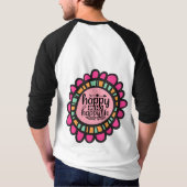 ハッピーマインドハッピーライフやる気を起こさせるグラフィックデザイン Tシャツ (裏面)