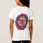 ハッピーマインドハッピーライフやる気を起こさせるグラフィックデザイン Tシャツ (裏面)