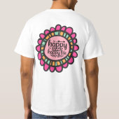 ハッピーマインドハッピーライフやる気を起こさせるグラフィックデザイン Tシャツ (裏面)