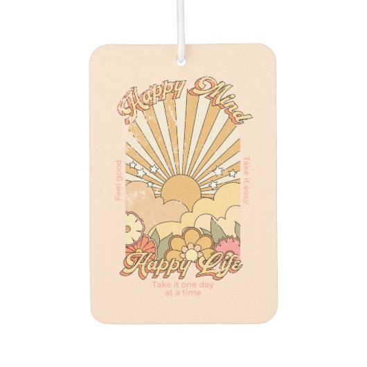 ハッピーマインドハッピーライフヒッピーGroovyビーブ カーエアーフレッシュナー (正面)