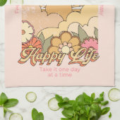 ハッピーマインドハッピーライフヒッピーGroovyビーブ キッチンタオル (折り畳み)