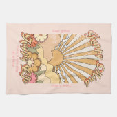 ハッピーマインドハッピーライフヒッピーGroovyビーブ キッチンタオル (横)