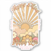 ハッピーマインドハッピーライフヒッピーGroovyビーブ シール (正面)