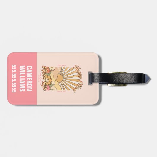 ハッピーマインドハッピーライフヒッピーGroovyビーブ ラゲッジタグ (裏面横)