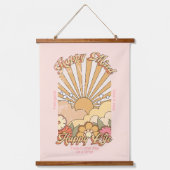 ハッピーマインドハッピーライフヒッピーGroovyビーブ 吊り下げ型タペストリー (正面)