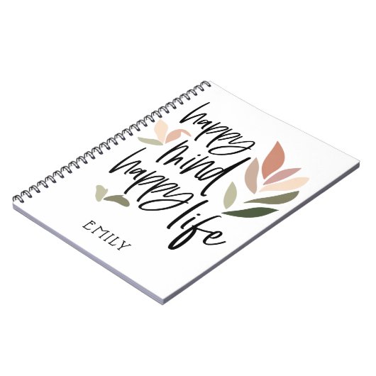 ハッピーマインドハッピーライフ意欲を起こズ引用文名 ノートブック (左側)