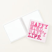 ハッピーマインド。幸せな生活。 |おもしろい引用文 ノートブック (内部)