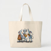 ハッピーマウスミュージックバンドおもしろいトートバッグ ラージトートバッグ (正面)