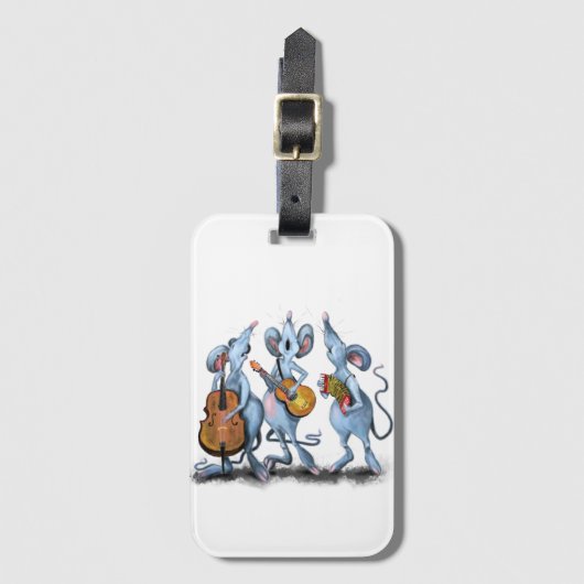 ハッピーマウスミュージックバンドおもしろいラゲッジタグ ラゲッジタグ (正面縦)