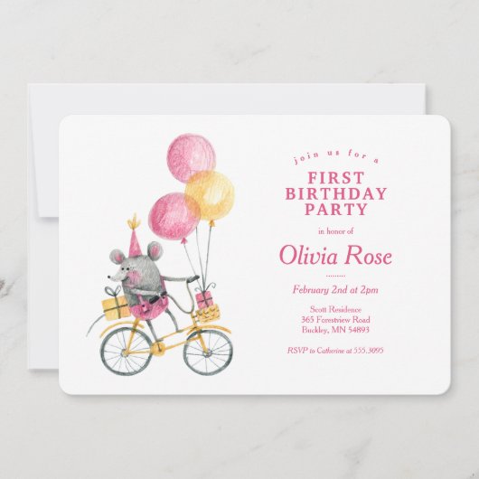 ハッピーマウス誕生日招待状 招待状 (正面)