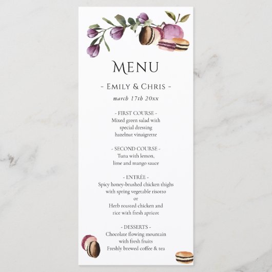 ハッピーマカロン |紫エレガントフローラモダン メニュー (正面)