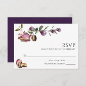 ハッピーマカロン |紫エレガントフローラモダン 出欠カード (正面/裏面)