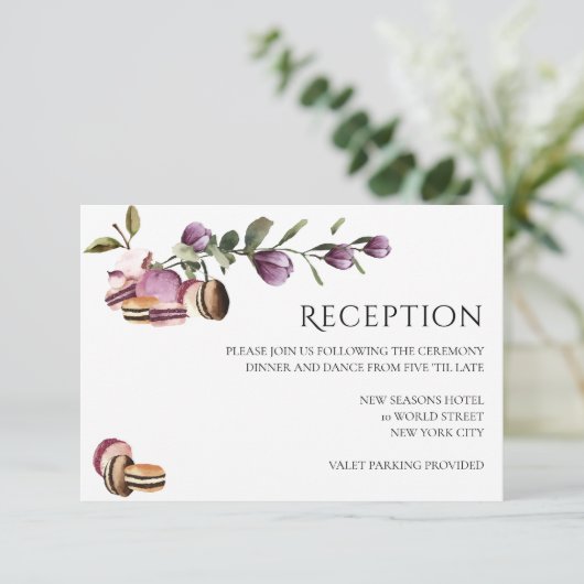 ハッピーマカロン |紫エレガントフローラモダン 招待状 (スタンド正面)