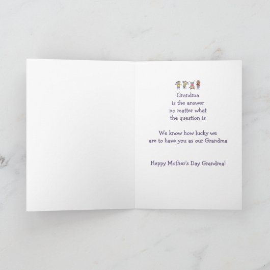 ハッピーマザーの日おばあちゃんおもしろいキッズアニメ カード (内部)