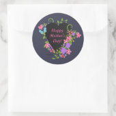 ハッピーマザーの日のクラシックラウンドステッカー、光沢 ラウンドシール (バッグ)