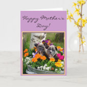 ハッピーマザーの日のグフランスのルドッグのグリーティングカード カード (黄色い花)