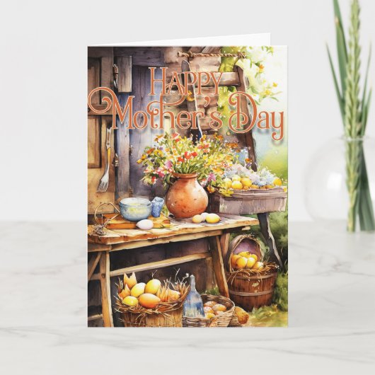 ハッピーマザーの日のグリーティングカード – Country Bench シーズンカード (正面)