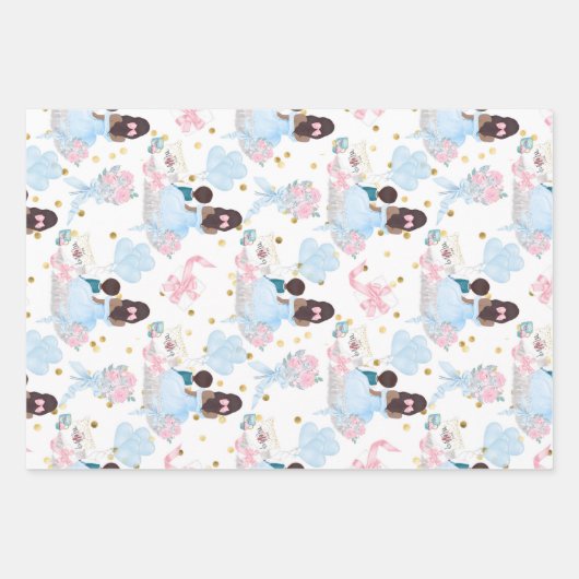 ハッピーマザーの日のベビーピンク&ブルーテーマセット3 ラッピングペーパーシート (正面3)