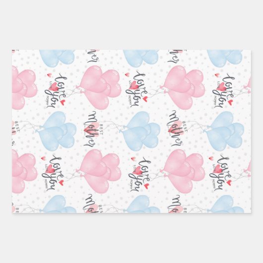 ハッピーマザーの日のベビーピンク&ブルーテーマセット3 ラッピングペーパーシート (正面)