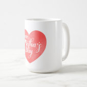 ハッピーマザーの日の文字、ピンクのハートママ コーヒーマグカップ (正面右)