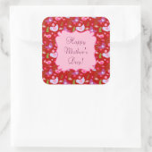 ハッピーマザーの日の鳥'n開花スクエアステッカー スクエアシール (バッグ)