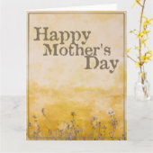 ハッピーマザーの日オンヴィンテージ花草地 – Eng カード (黄色い花)
