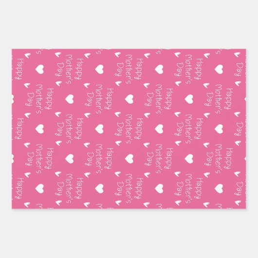 ハッピーマザーの日ダークピンクのテーマセット3 ラッピングペーパーシート (正面2)