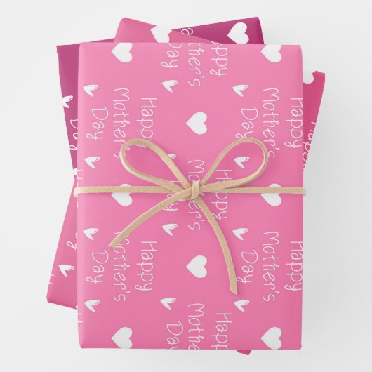 ハッピーマザーの日ダークピンクのテーマセット3 ラッピングペーパーシート (インサイチュ)