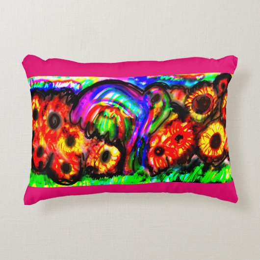 ハッピーマザーの日ハミングバードとヒマワリ アクセントクッション (正面)