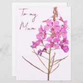 ハッピーマザーの日ピンクの野生の花bohoフローラ シーズンカード (正面/裏面)