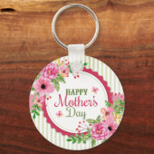 ハッピーマザーの日ヴィンテージ花束枠 キーホルダー (正面)