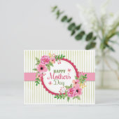 ハッピーマザーの日ヴィンテージ花束枠 ポストカード (スタンド正面)