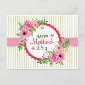 ハッピーマザーの日ヴィンテージ花束枠 ポストカード (正面)