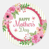 ハッピーマザーの日ヴィンテージ花束枠 ラウンドシール (正面)