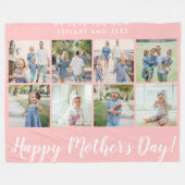 ハッピーマザーの日8フォトコラージュピンク フリースブランケット (正面(横))