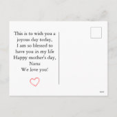 ハッピーマザーの日、ナナ、おばあちゃんシンプルの写真 シーズンポストカード (裏面)