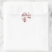 ハッピーマザーの日、赤い花のタイポグラフィ ラウンドシール (バッグ)