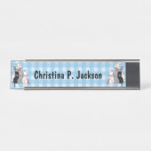 ハッピーマザーキャット3匹の子猫ボウズ デスクネームプレート (正面)