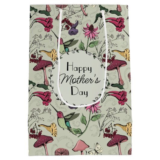 ハッピーマザーズかわいらしデイハミングバードガーデン ミディアムペーパーバッグ (裏面)