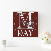 ハッピーマザーズの日時計 スクエア壁時計 (ホーム)