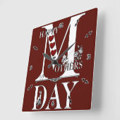 ハッピーマザーズの日時計 スクエア壁時計 (傾斜)