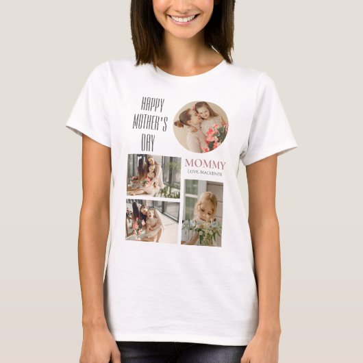 ハッピーマザーズの日 |シンプルモダンScript 4 Photo Tシャツ (正面)