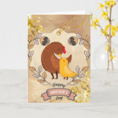 ハッピーマザーズデイかわいいおもしろいチキンとシック カード (黄色い花)