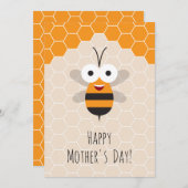 ハッピーマザーズデイかわいいハチミツバチハニカム シーズンカード (正面/裏面)