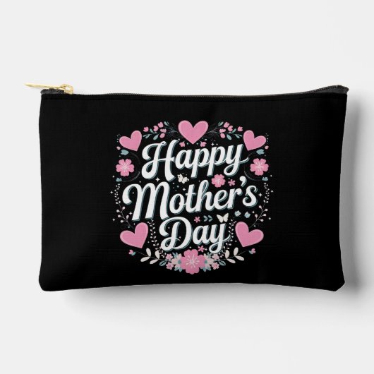 ハッピーマザーズデイかわいいフローラママおばあちゃん アクセサリーポーチ (正面)